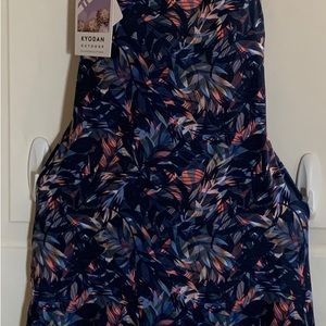 KYODAN New Navy Blue Floral Athletic Dress Size PS Side Zippered Pockets.